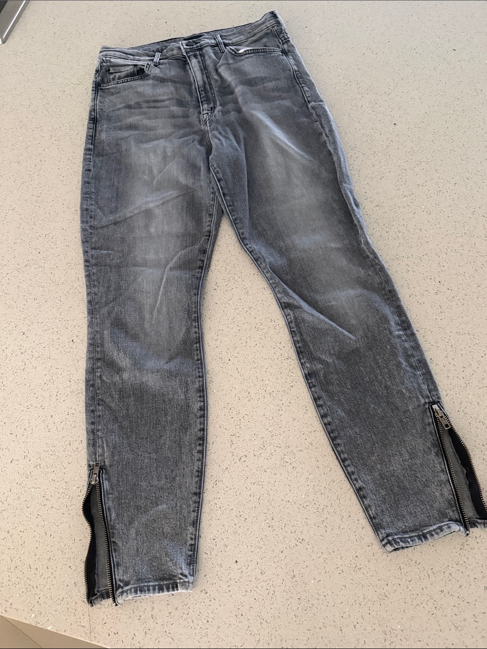 MOTHERS The Swooner Ankle Zip Static Women’s Gray Zipper Hem Jeans